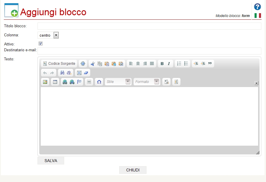 Aggiungi blocco form